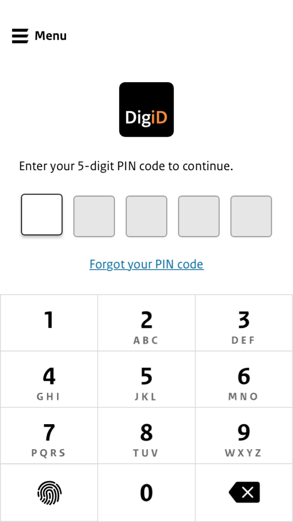 DigiIDログイン画面