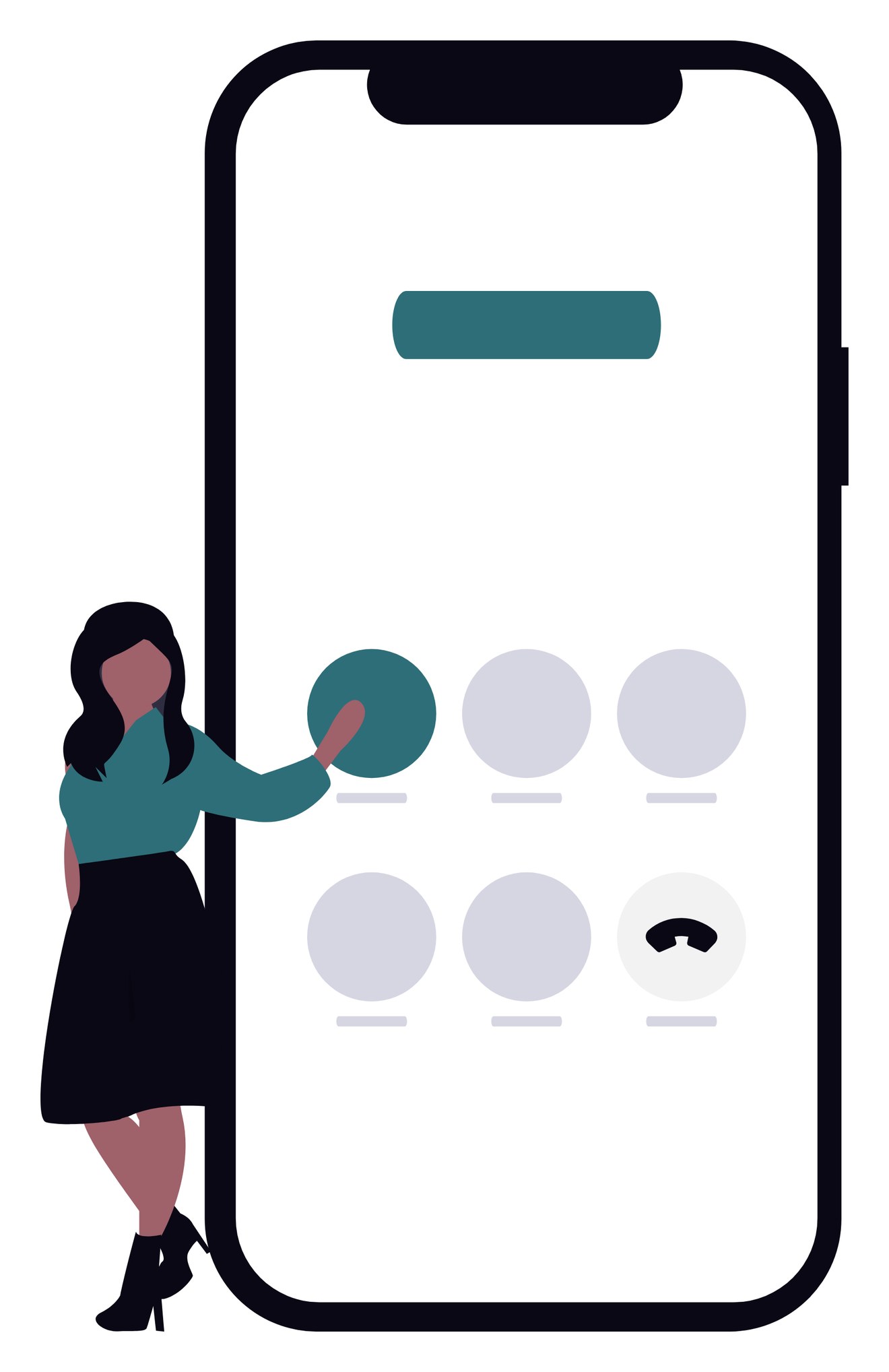 スマホの通話アプリを操作するイラスト